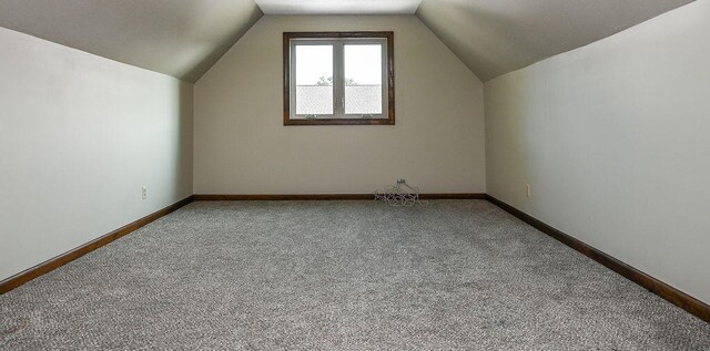 bonus room with carpet floors and lofted ceiling