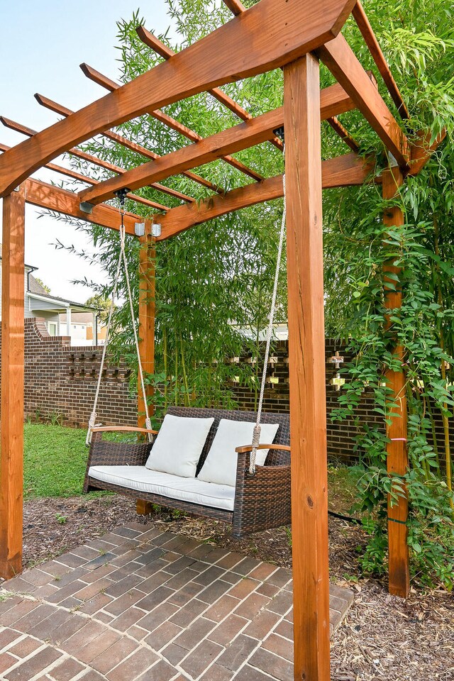 view of patio / terrace featuring a pergola