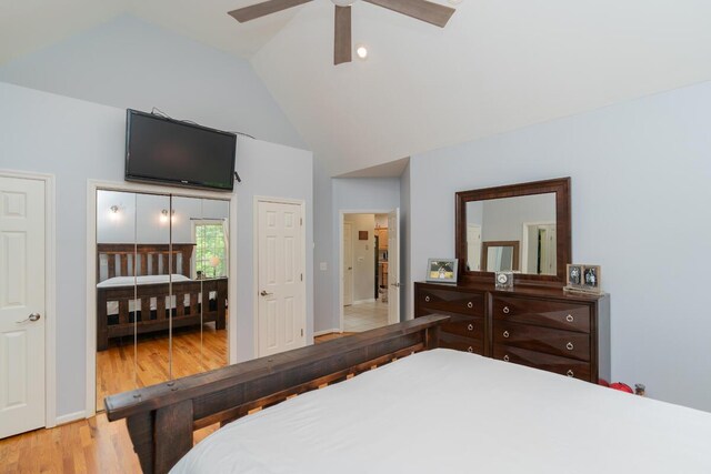 328 Mill Hamlet Rd NW, Charleston, TN 37310 - bedroom with wood finished floors, high vaulted ceiling, and ceiling fan