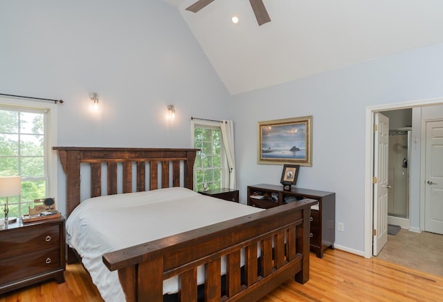 328 Mill Hamlet Rd NW, Charleston, TN 37310 - bedroom featuring high vaulted ceiling, light wood finished floors, multiple windows, and recessed lighting