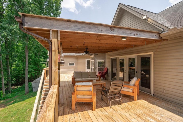 328 Mill Hamlet Rd NW, Charleston, TN 37310 - wooden deck with an outdoor hangout area and ceiling fan