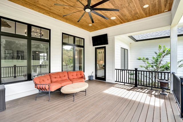 deck featuring ceiling fan