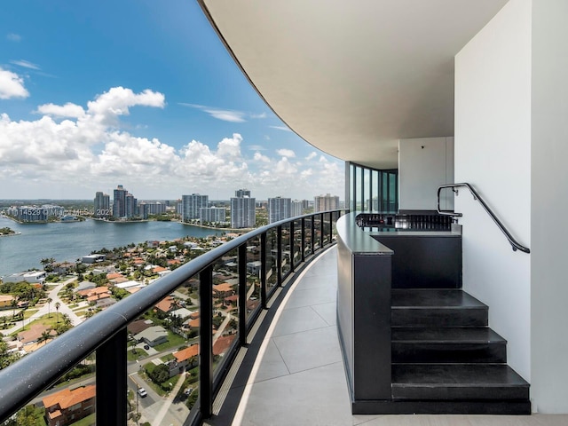 balcony with a water view