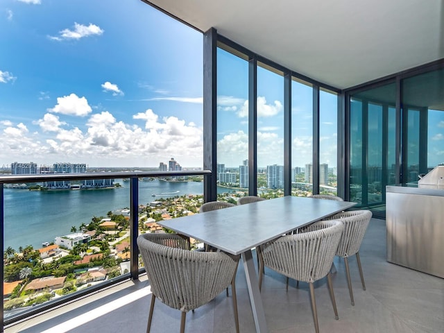 balcony with a water view