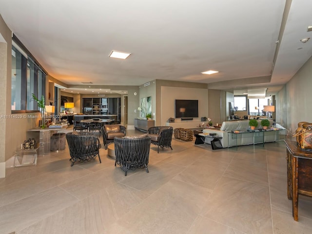 view of tiled living room