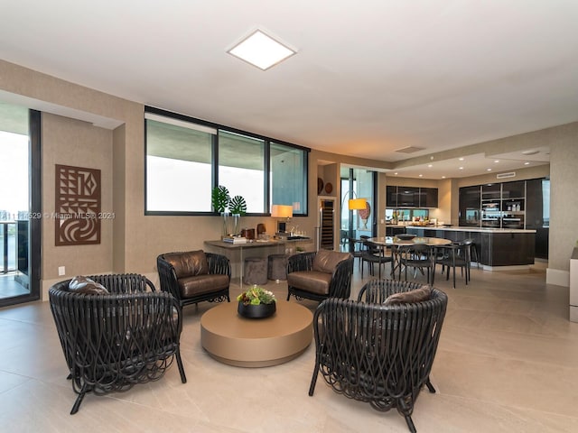 view of tiled living room