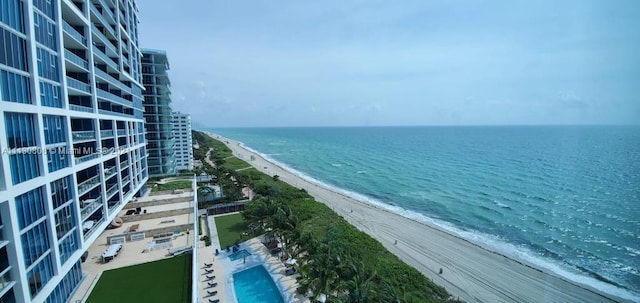 view of water feature with a view of the beach