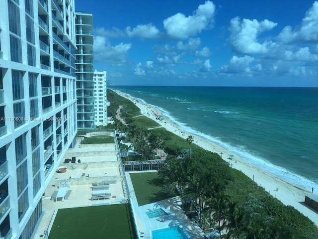 property view of water with a beach view