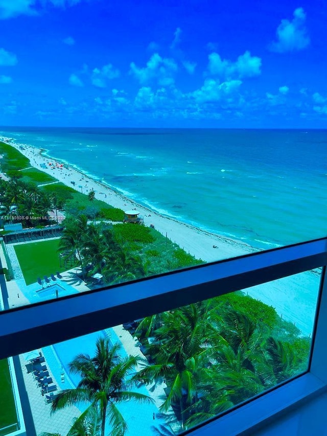 property view of water with a beach view