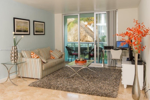 view of tiled living room