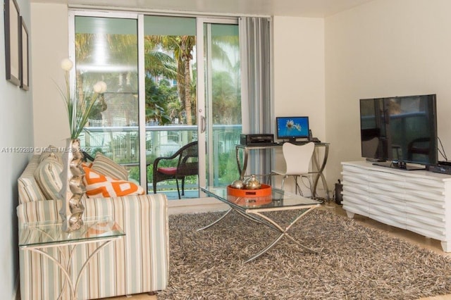 interior space with hardwood / wood-style floors