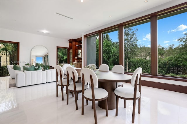 view of tiled dining space