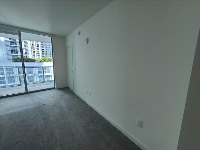 carpeted spare room featuring expansive windows