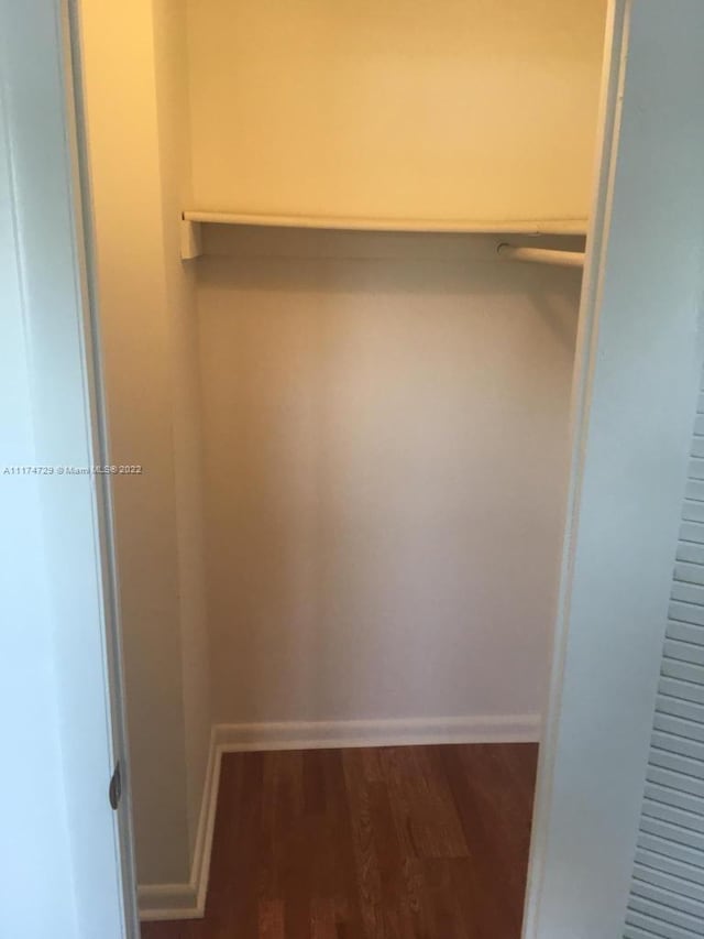 spacious closet featuring dark hardwood / wood-style flooring