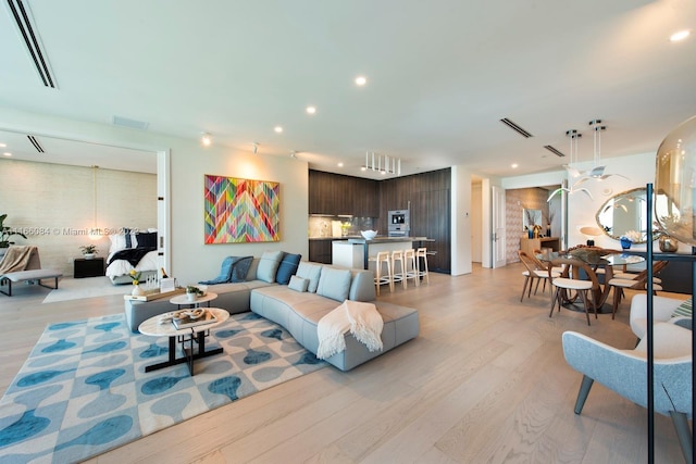 living room featuring light hardwood / wood-style floors