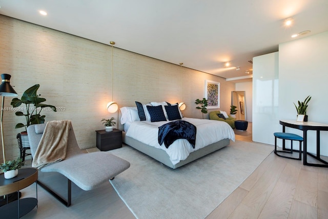 bedroom with light wood-type flooring