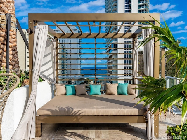 wooden terrace featuring a pergola