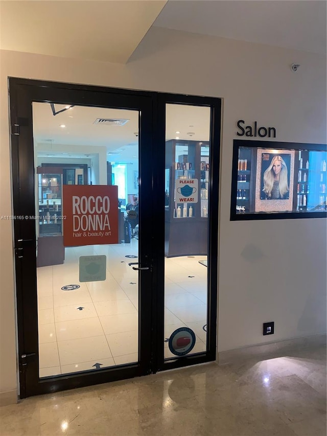 interior space featuring french doors