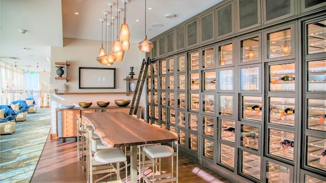 dining room with dark wood-type flooring