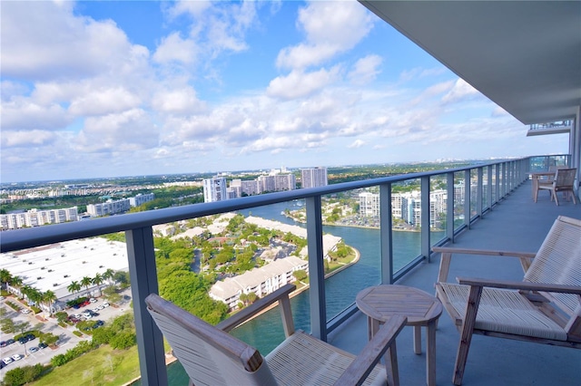 balcony with a water view