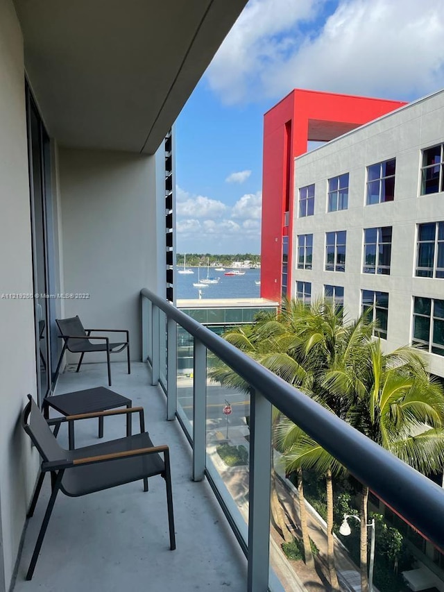 balcony with a water view