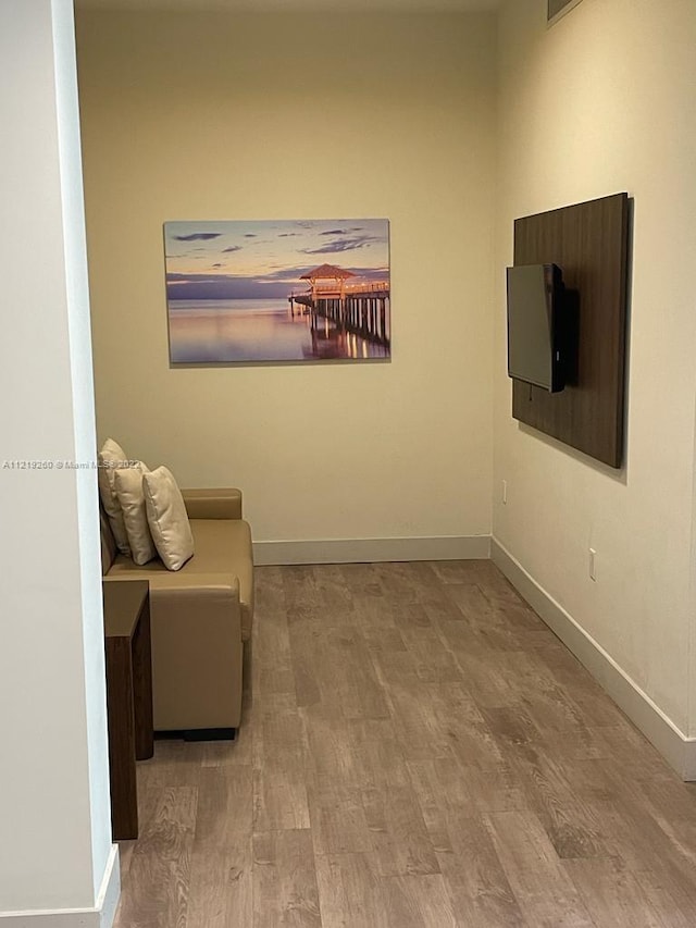 living area featuring hardwood / wood-style flooring