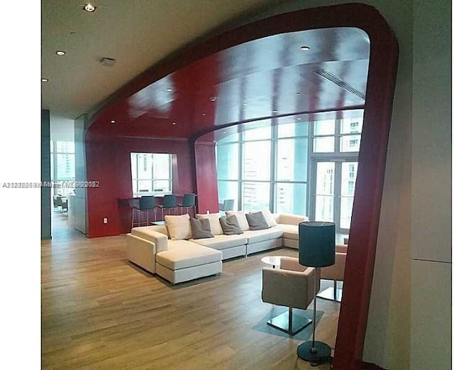 living room featuring light hardwood / wood-style floors