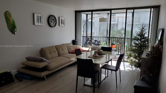 living room featuring light wood-type flooring