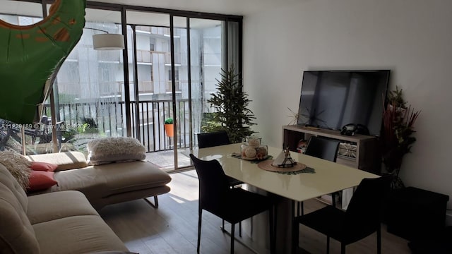 dining area featuring light hardwood / wood-style floors and plenty of natural light