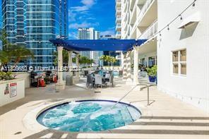 view of pool featuring a hot tub and a patio