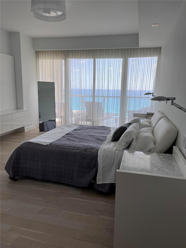 bedroom featuring dark wood-type flooring and multiple windows