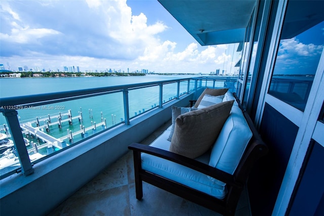 balcony with a water view