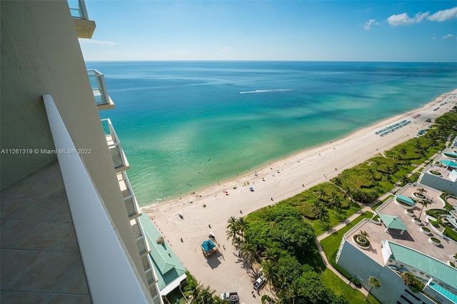 view of water feature with a view of the beach