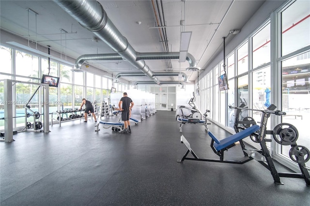 exercise room featuring a healthy amount of sunlight