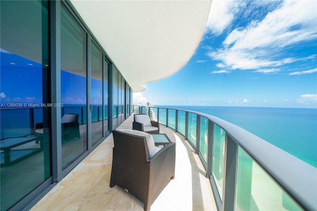 balcony with a water view