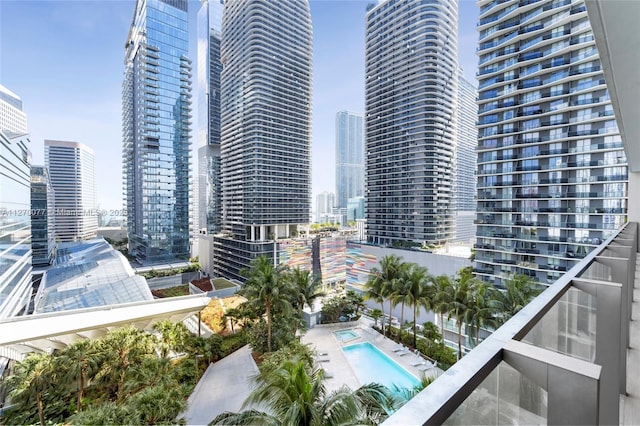 balcony with a view of city