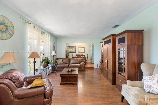 living room featuring light hardwood / wood-style flooring