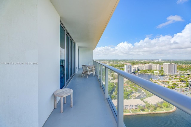 balcony with a water view