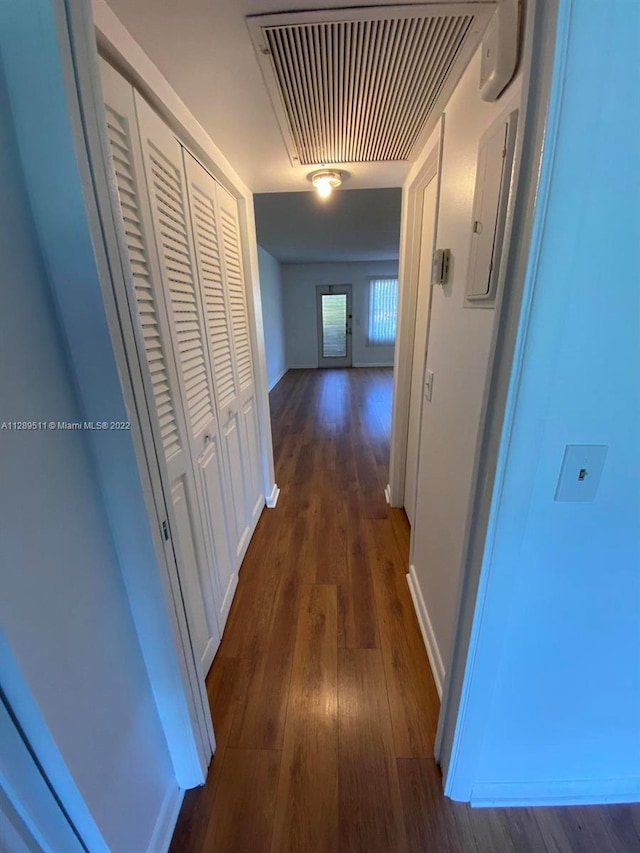 hall featuring dark hardwood / wood-style flooring