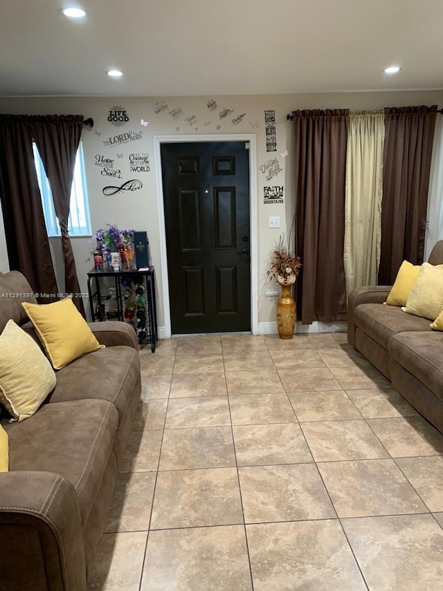 view of tiled living room