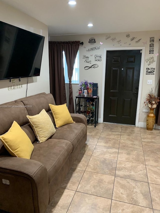 view of tiled living room