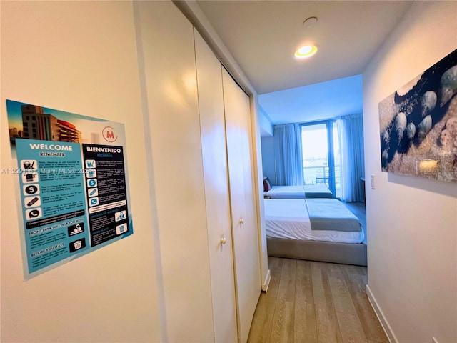 corridor featuring light hardwood / wood-style flooring