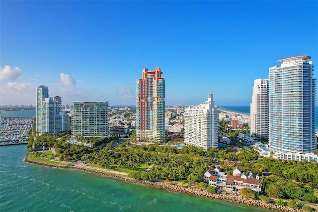 city view with a water view