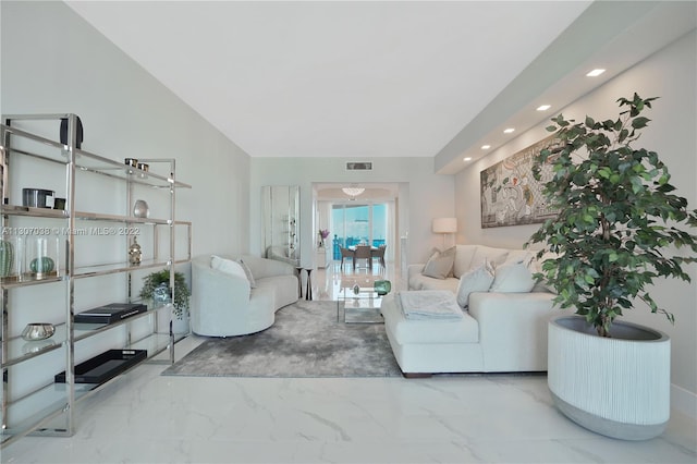 view of tiled living room