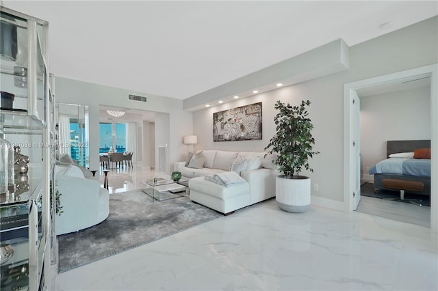 view of tiled living room