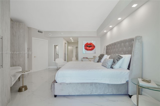 bedroom with light tile flooring