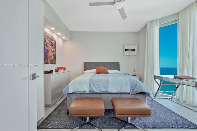 bedroom featuring ceiling fan