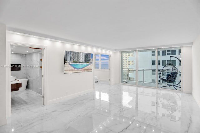 interior space featuring tile walls and light tile floors