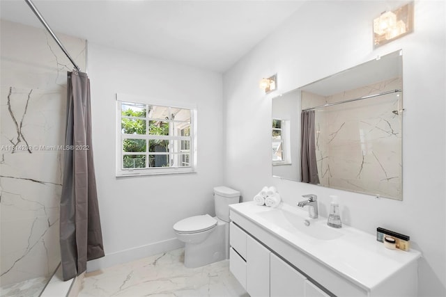 bathroom featuring toilet, large vanity, and tile floors