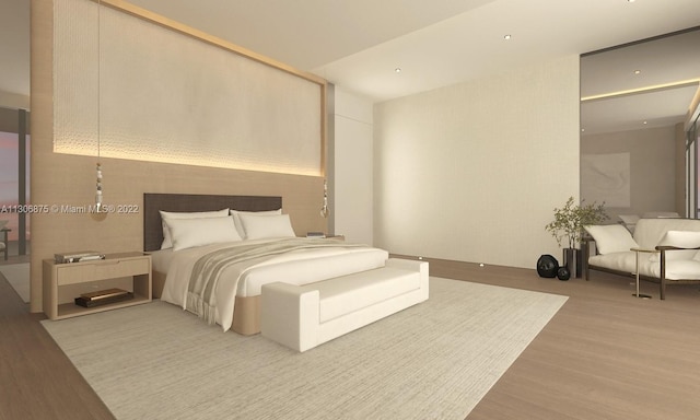 bedroom featuring light hardwood / wood-style floors